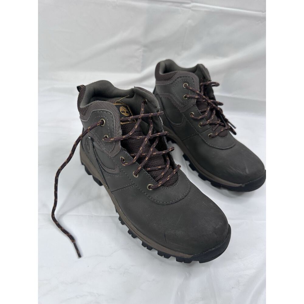 Timberland Mt. Maddsen Mid Ankle Waterproof Boot Boys 5 Brown Leather Lace Up
